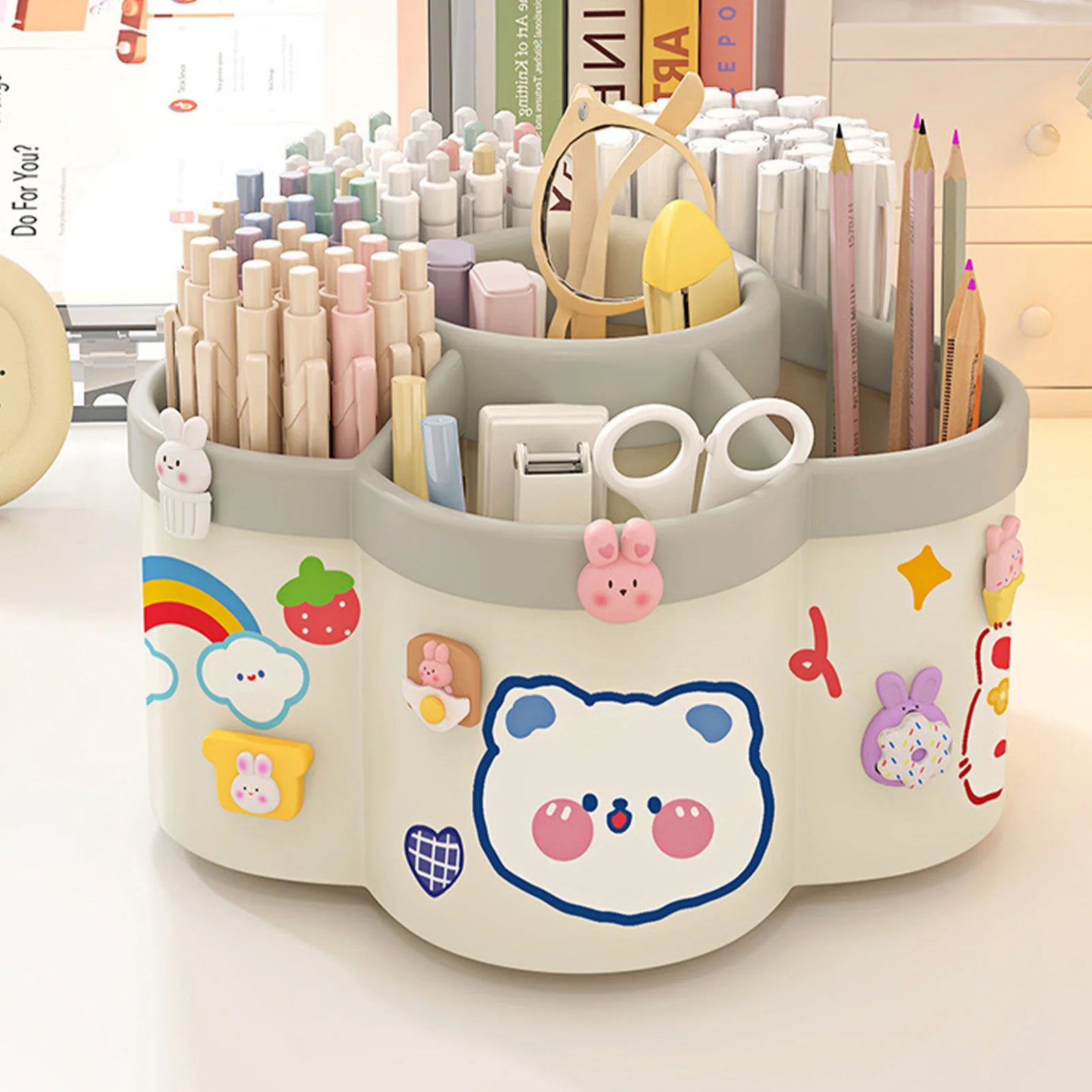 360° Rotating Makeup Brush & Pen Holder