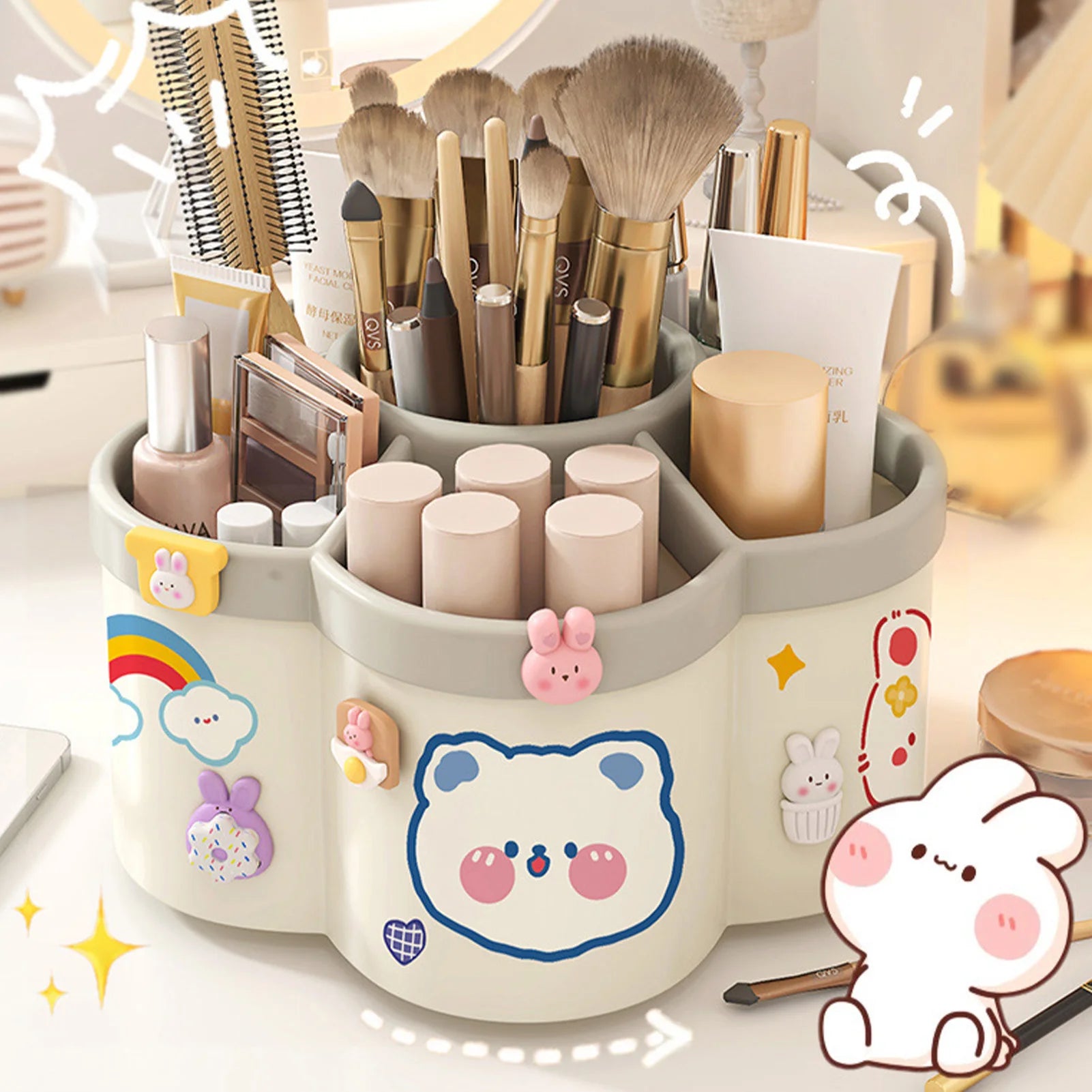 360° Rotating Makeup Brush & Pen Holder