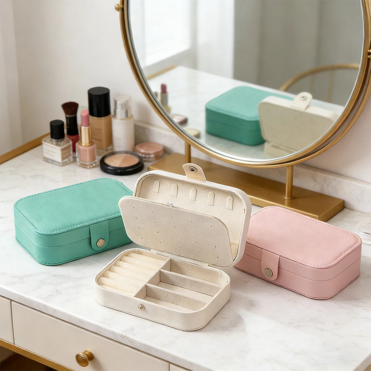 Velvet Travel Jewelry Organizer Box