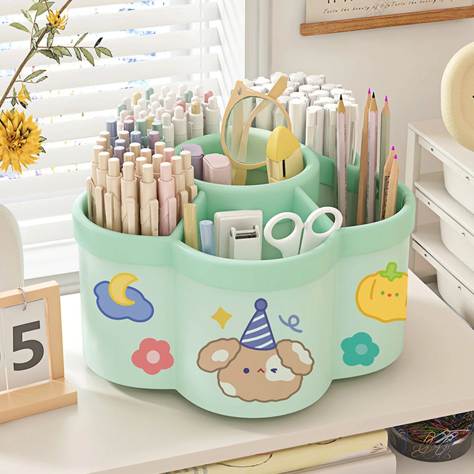 360° Rotating Makeup Brush & Pen Holder