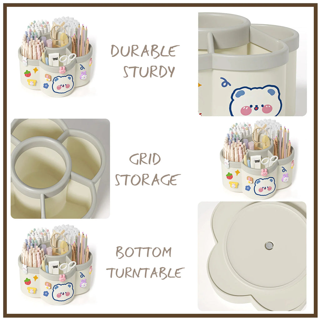 360° Rotating Makeup Brush & Pen Holder