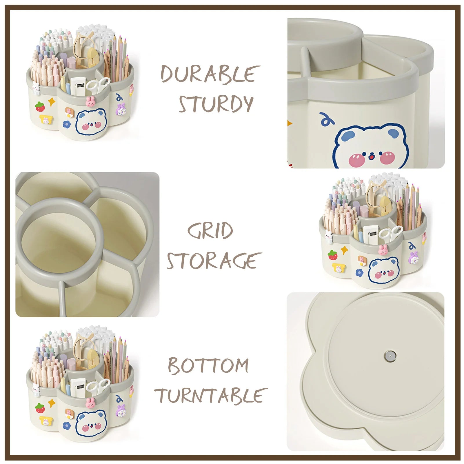 360° Rotating Makeup Brush & Pen Holder