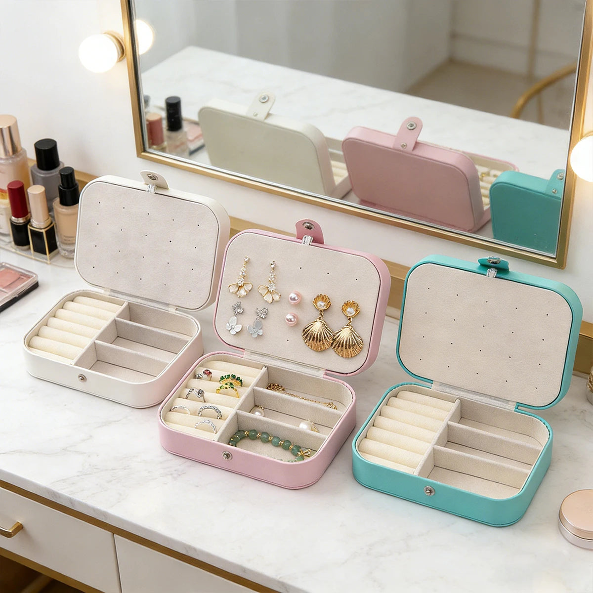 Velvet Travel Jewelry Organizer Box