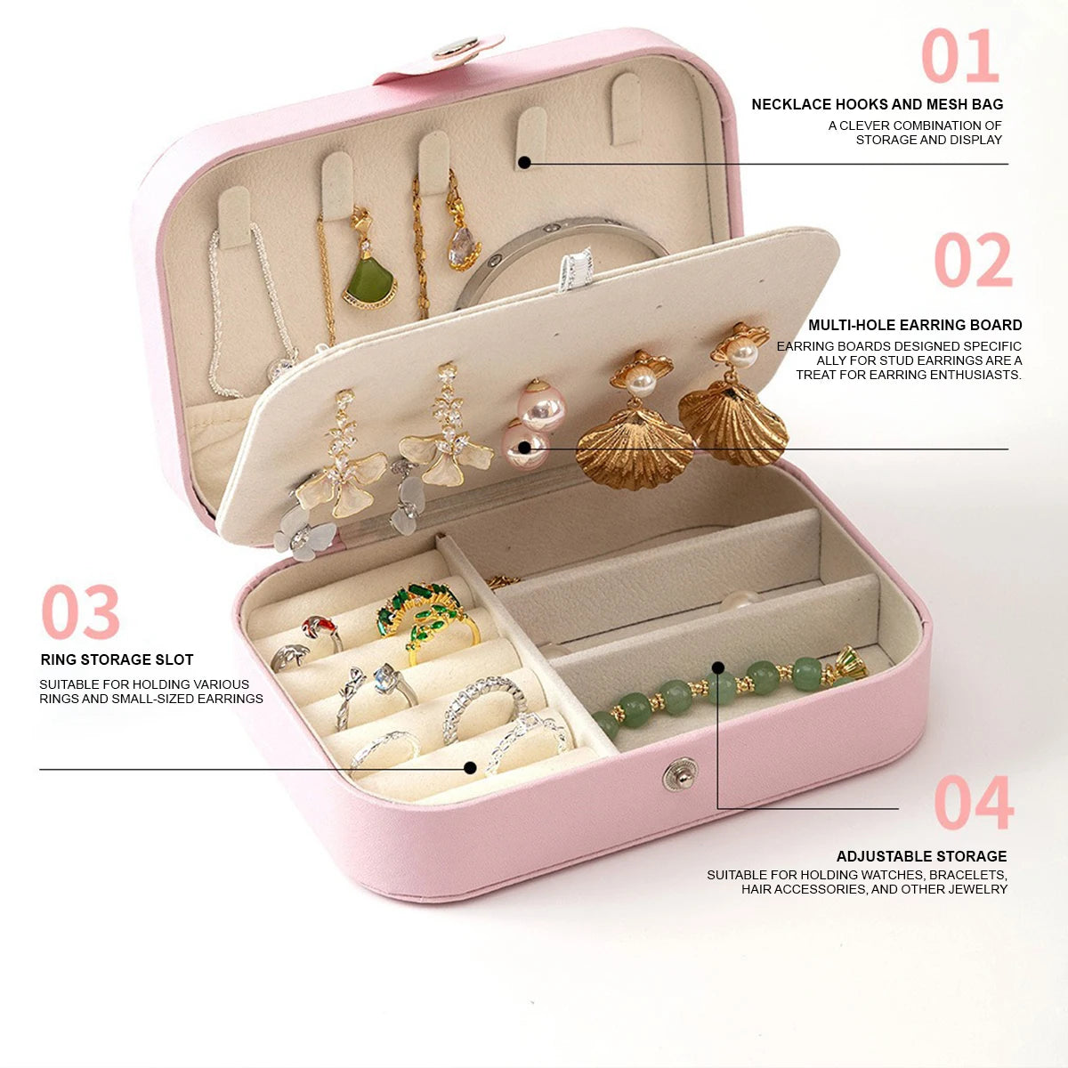 Velvet Travel Jewelry Organizer Box