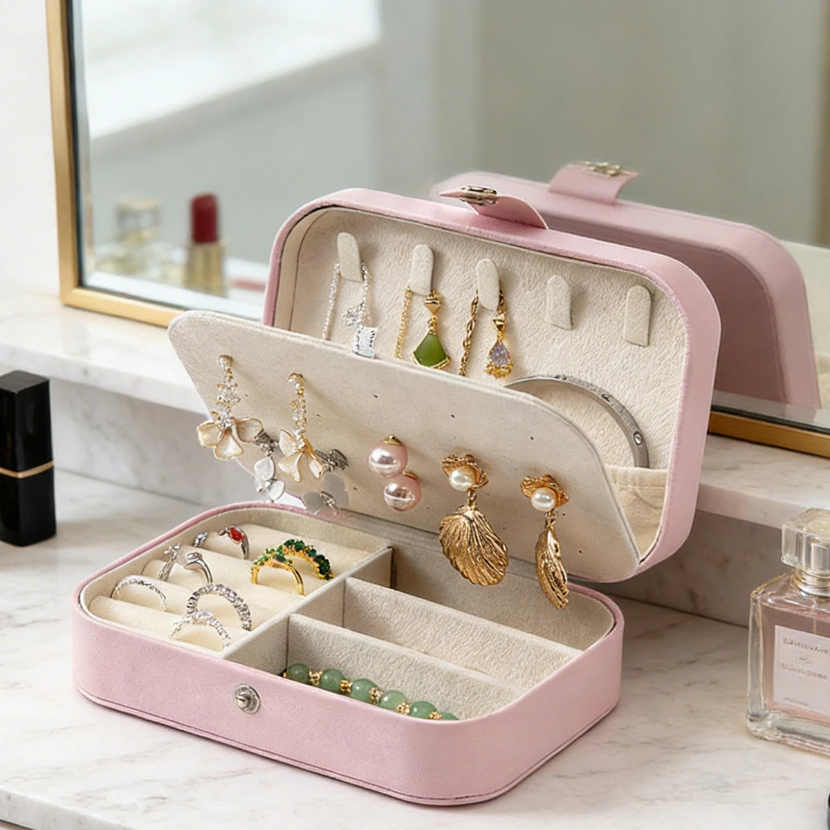 Velvet Travel Jewelry Organizer Box